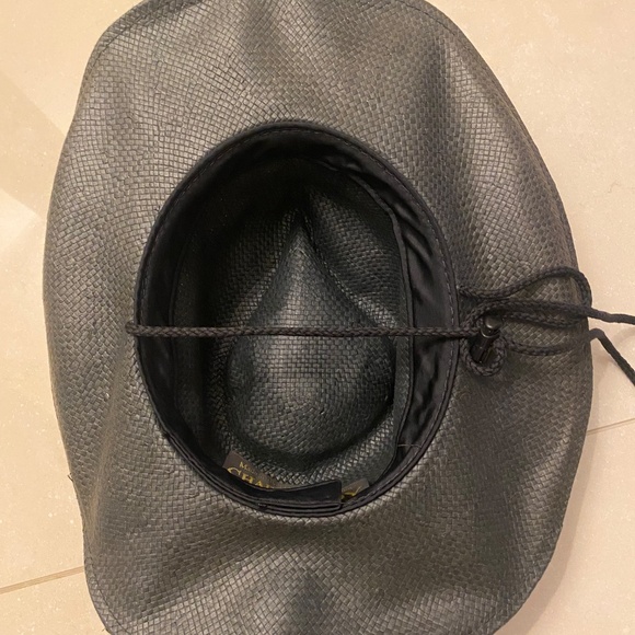 Shady Brady Unisex Black Raffia Straw Cowboy Hat Julia Chin Strap Size Medium - Picture 6 of 9